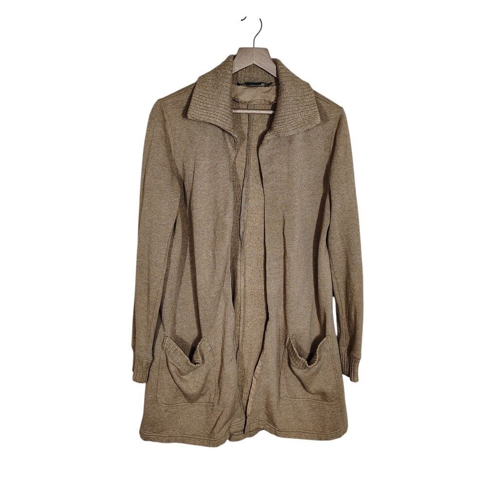 Ralph Lauren Sport Women’s Tan Knit Cardigan Sweater Open Front Pockets Medium